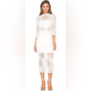 Alexis Miller 3/4 Sleeve Lace Midi Dress, Ivory